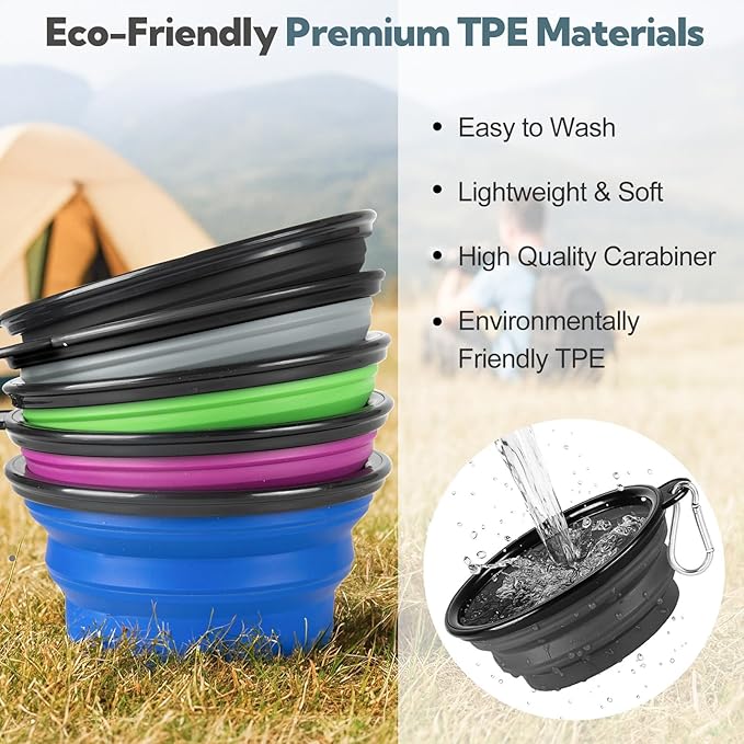 Dog Bowl Collapsible, 2 Pack Portable Foldable Travel Water Bowl Food Dishes - Image 5