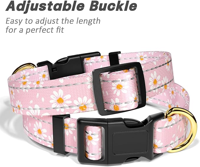Reflective Dog Collar for Large Dogs, Cute Daisy Theme Adjustable Heavy-Duty - Image 6