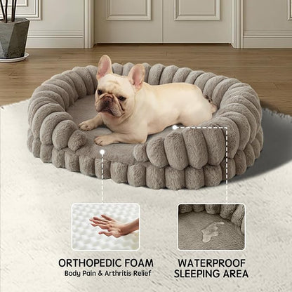 BALANCE Calming Dog Bed for Medium Sized Dogs, 30 Inches Oval Washable Pet Bed - Image 2
