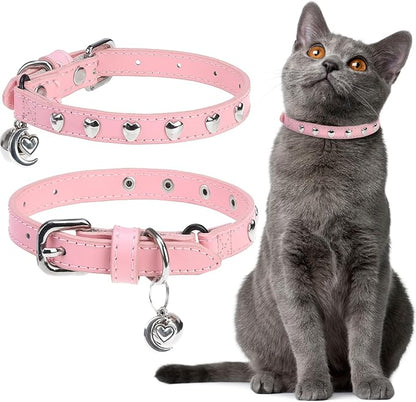 EXPAWLORER Leather Cat Collar for Girl Boy Valentine's Day by EXPAWLORER