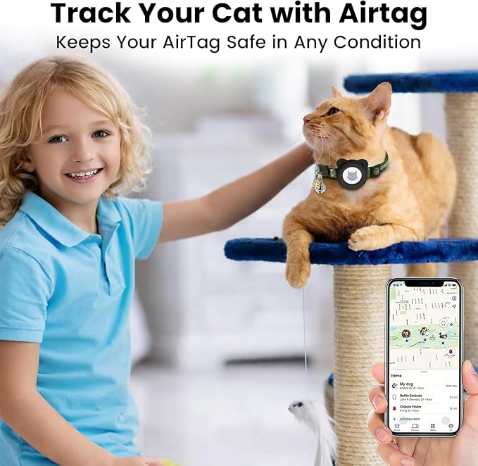 Cat Collar with AirTag Holders, Reflective Breakaway Safety Collars, Bells and - Image 3