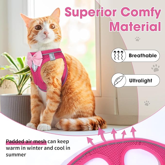 Cat Vest Harness and Leash Set for Walking Escape Proof, Adjustable Kitten - Image 4