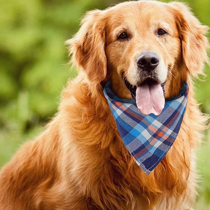 8 Pack Triangle Dog Bandanas, Reversible Plaid Painting Bibs Scarf, Washable - Image 7