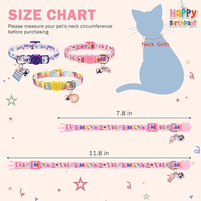 SCENEREAL Birthday Cat Collars Breakaway - Image 3
