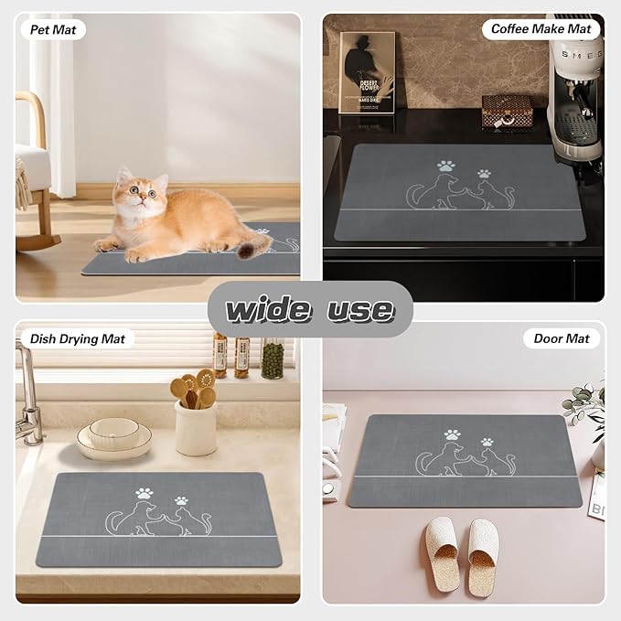 Le courant Dog Bowl Mats, Cat Feeding Mat, Non-Slip Super Absorbent, No Stains - Image 4