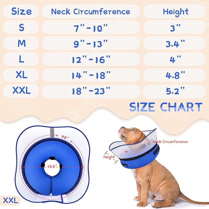 Supet Raised Inflatable Dog Cone Collar to Stop Licking, Soft Dog Cone - Image 6