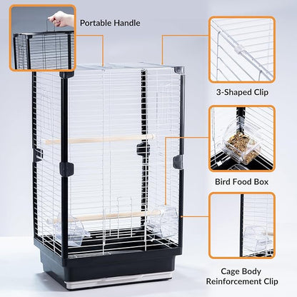 25 inch Bird Cage, Portable Travel Parrot Cage, Double-Layer Parakeet Cage - Image 3