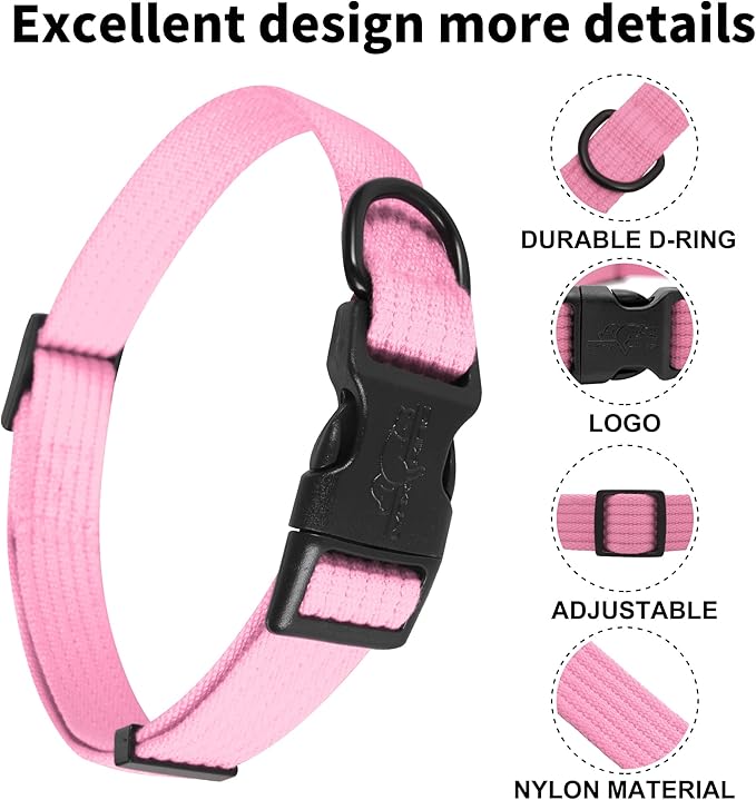 lynxking Dog Collar Soft Padded Breathable Cotton Solid Color Strong Adjustable - Image 3