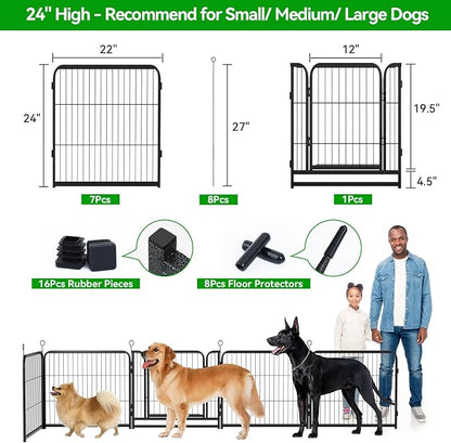 Puppy Playpen 8 Panels Small Dog Fence Outdoor Indoor Use 24" Height Anti-Rust - Image 3