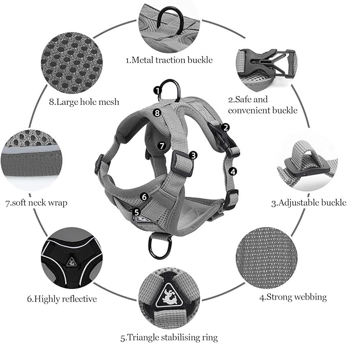 Wanheart cat Chest Harness and Leash, Anti-Escape Adjustable Soft mesh cat - Image 3