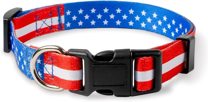 Native Pup American Flag Dog Collar- Red White and Blue- Patriotic Collars by NativePup