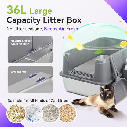2 Pack Stainless Steel Litter Box, XL Enclosed Cat Litter Boxes, Metal Litter - Image 7