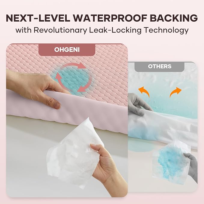 OhGeni 100% Waterproof Mattress Protector, Queen Size Mattress Soft Pad - Image 3