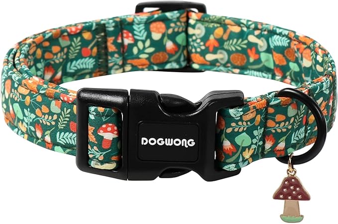 DOGWONG Fall Dog Collar, Autumn Dog Collar Adjustable Soft Natural Fabric by DOGWONG