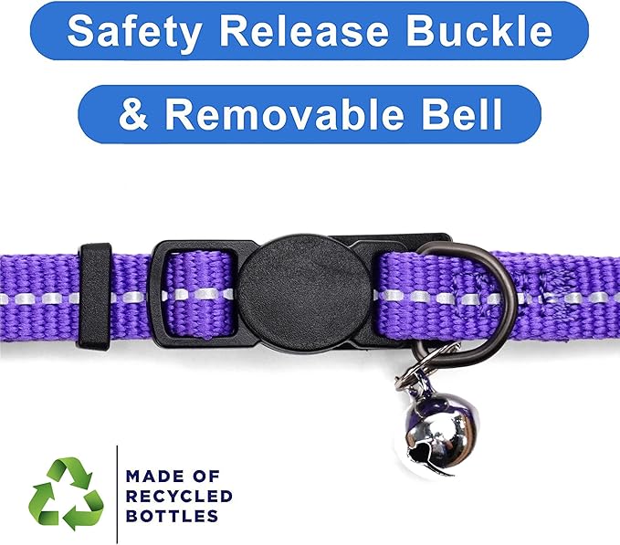 Pawtitas Recycled Purple Reflective Cat Collar – Eco-Friendly Breakaway Safety - Image 6