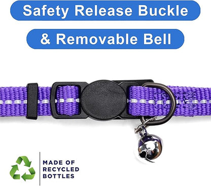 Pawtitas Recycled Purple Reflective Cat Collar – Eco-Friendly Breakaway Safety - Image 6