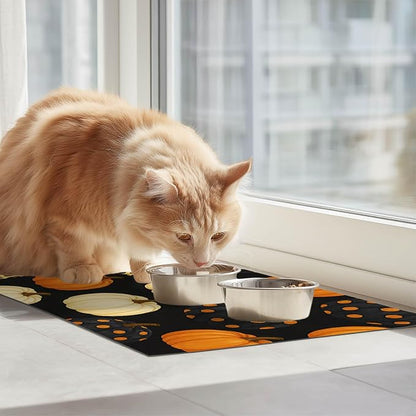 Fall Pumpkin Pet Feeding Mat Thankgiving Theme Dog and Cat Food Mat Non Slip - Image 3
