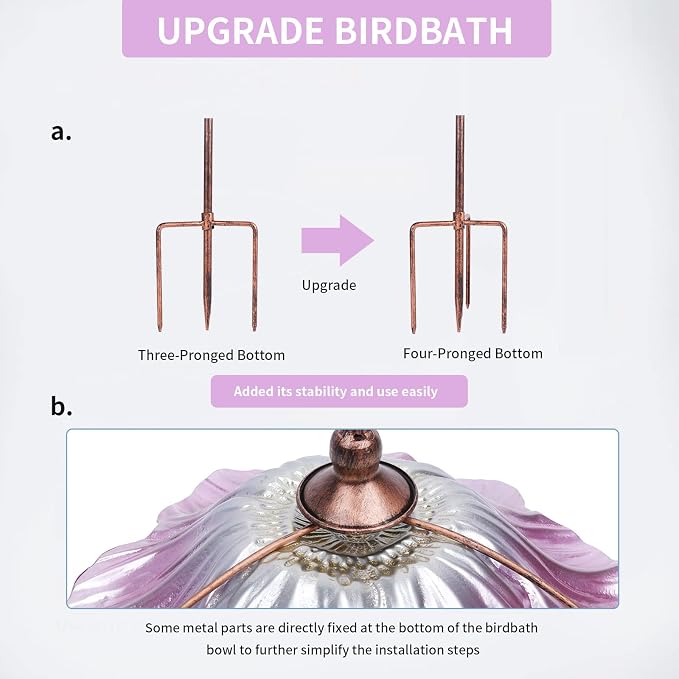 MUMTOP 31 Inch Height Glass Birdbath Birdfeeder - Image 6