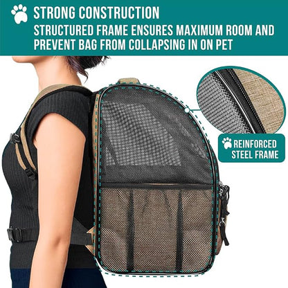 PetAmi Dog Backpack Carrier for Small Large Cat, Ventilated Pet Hiking Backpack - Image 6