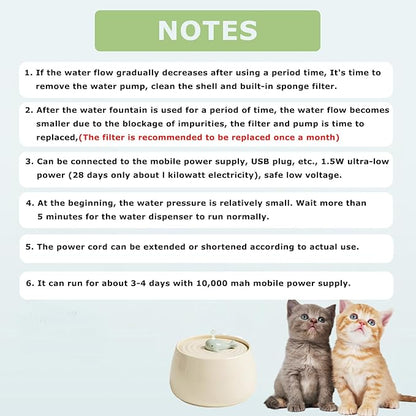 Ceramic Cat Water Fountain, 45oz/1.3L Ultra-Silent Automatic Pet Drinking Water - Image 8