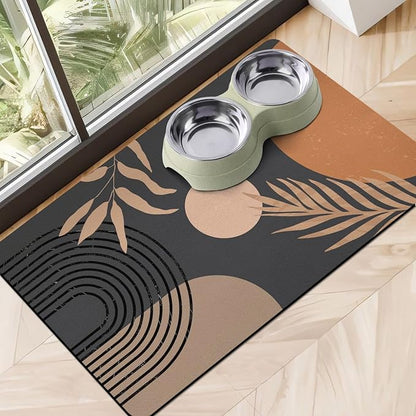Dog Food Mats for Floors, Absorbent Dog Bowl Mat for Food and Water Dispenser by Cuslnox