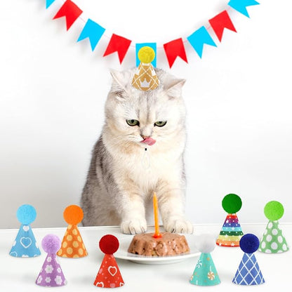 Hxezoc 10 Pcs Mini Birthday Party Hats Colorful Cone Felt Hats - Image 6
