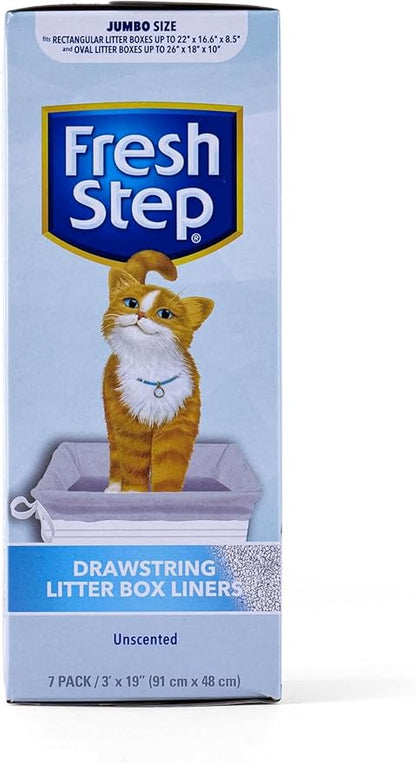 Fresh Step Jumbo Drawstring Cat Litter Box Liners, Unscented Heavy Duty Kitty - Image 2