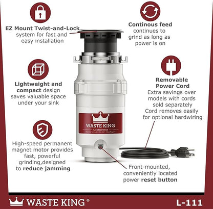 Waste King Garbage Disposal for Kitchen Sink - Image 4