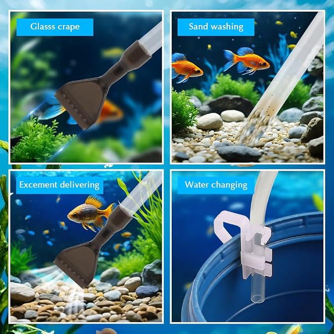 Aquarium Gravel Cleaner, Fish Tank Cleaner Kit, Aquarium Manual Press Noiseless - Image 4