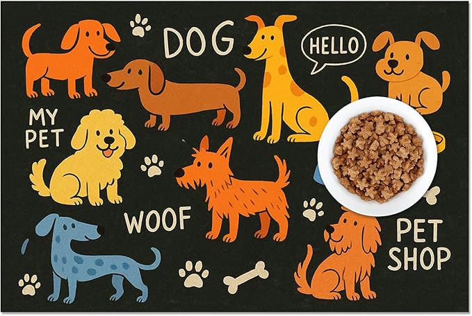 Cute Happy Dog Food Mat for Cat Food Mat Food and Water Bowl Pet Feeding Bowl - Image 8