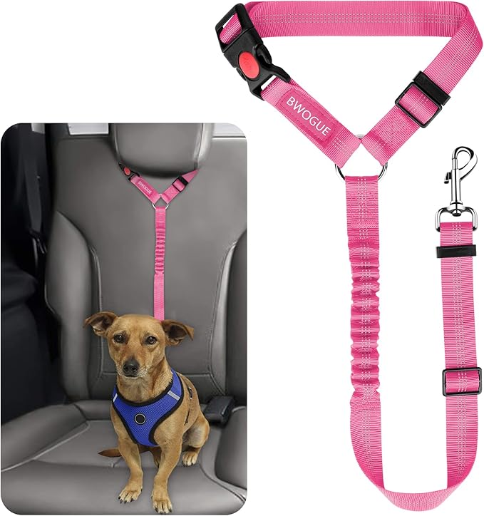 BWOGUE Pet Dog Cat Seat Belts, Car Headrest Restraint Adjustable Safety Leads by BWOGUEPetHome