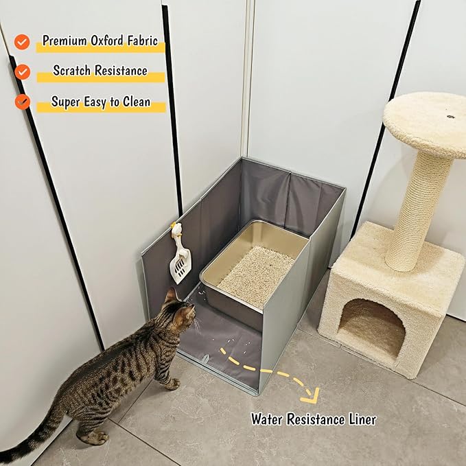 Less-Mess Cat Litter Box Enclosure, Open Top High Side - Image 4