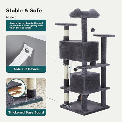 DUMOS 54-inch Indoor Cat Tree Tower –Multi-Level Pet House - Image 7