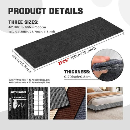 Cat Scratching Climbing Carpet Mat, Adhesive Trimmable Cat Post Covered Pad - Image 2