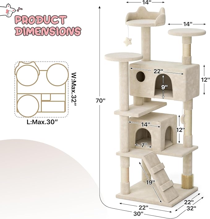 MoNiBloom 70 Inch Cat Tree Tower - Image 2