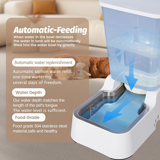 Automatic 5.4L/1.4Gal Pet Waterer, Automatic Dog Water Dispenser Gravity - Image 3