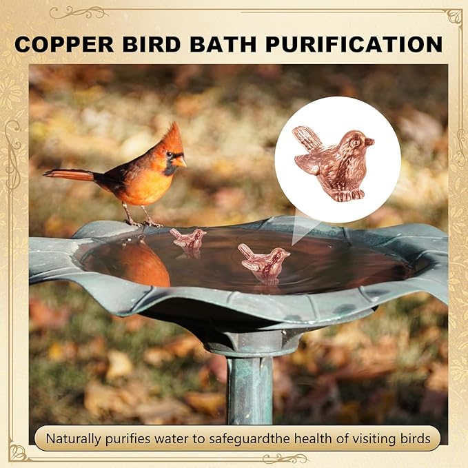 Moxweyeni 4 Pcs Mini Bird Shape Copper Bath Disk Ornaments Copper Bird Bath - Image 5