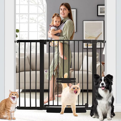37 Inch Tall Baby Gate with Cat Door, Adjustable 29.55" and -46.06", Auto Close by BuyNow
