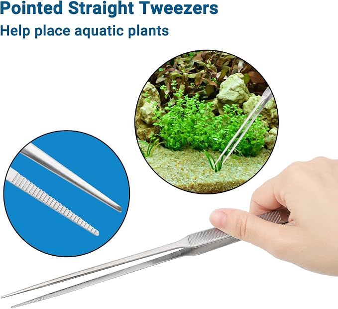 Segarty Aquarium Aquascaping Tools, 6 in 1 Stainless Steel Silver Aquascaping - Image 6