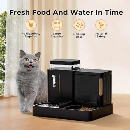 Automatic Cat Feeder and Water Dispenser Set, 2 in 1 Gravity Cat Food Dispenser - Image 5