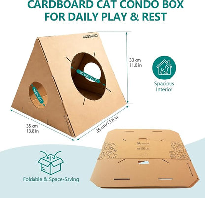 Modular Cardboard Cat Condo System, Triangle Cat Tunnel Module, Foldable - Image 4