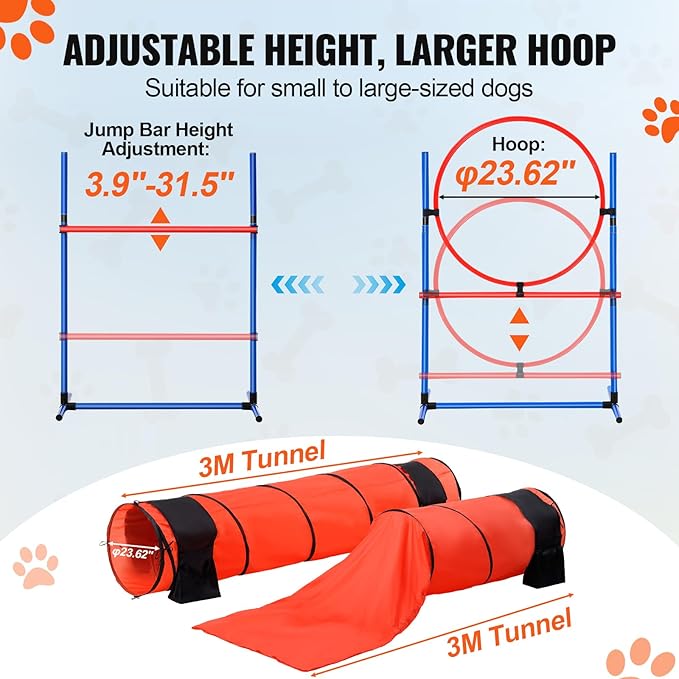 VEVOR Dog Agility Course Backyard Set, 2 Tunnels - Image 5