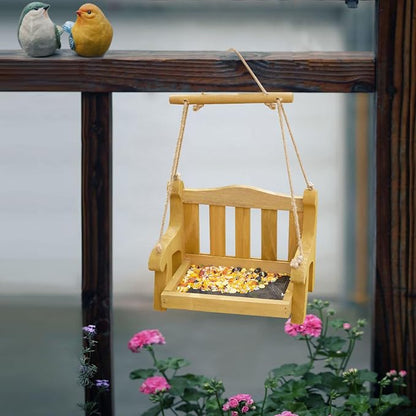 GDYOOSHOW Set of 2 Regency Porch Swing Bird Feeder Cedar Bench Shaped Squirrel - Image 7