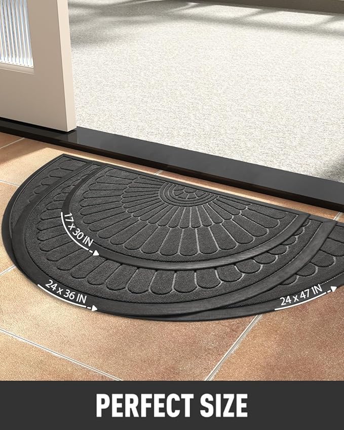 tchdio Door Mat Outdoor Indoor Entrance Doormat-Semicircular Durable Rubber Non - Image 6