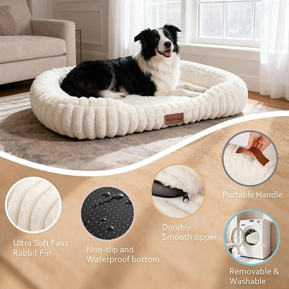 Cute Washable Dog Bed for Small Medium Dogs, Orthopedic Plush Rectangle - Image 6