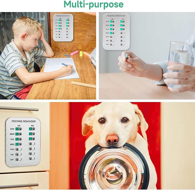 Dog Feeding Reminder, Magnetic OR Double Sided Adhesive Application, AM/PM - Image 3