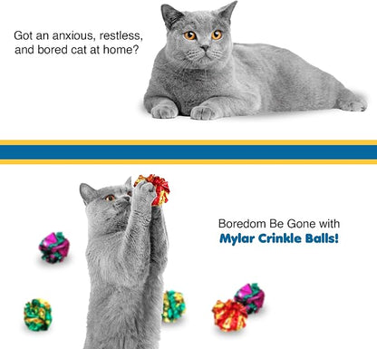 SunGrow Cat Crinkle Balls, Mylar Crinkler, Stress-Relief Toy - Image 6