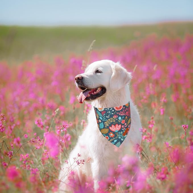PTDECOR Flower Dog Bandana, Triangle Pet Bandanas - Image 3