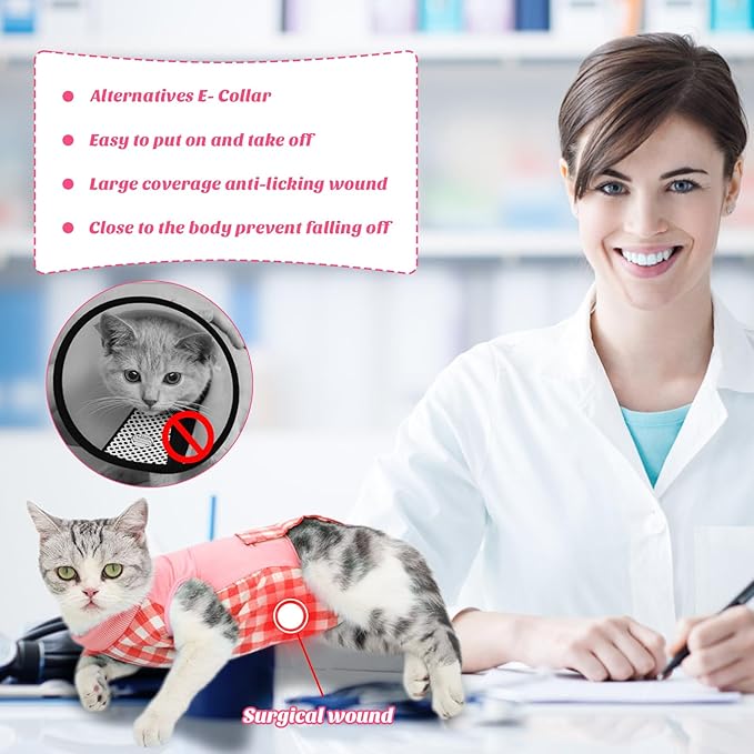 Cat Recovery Suit for Abdominal Wounds or Skin Diseases, Cat Onesie for Cats - Image 2