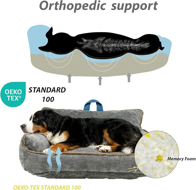 Orthopedic Dog Bed with Memory Foam, Washable Plush Pet Bed - Image 4